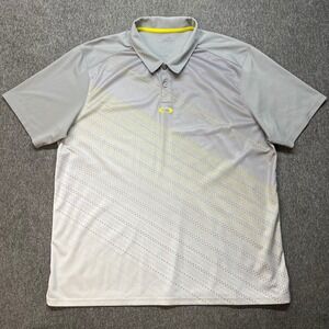 Oakley Ohydrolix Mens XXL Regular Fit Golf Polo Shirt Grey Yellow Geometric 78